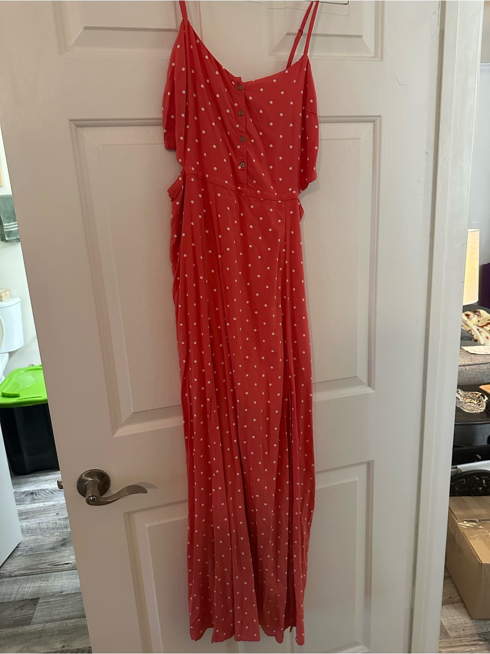 Abercrombie & Fitch Coral Polka Dot Maxi Dress